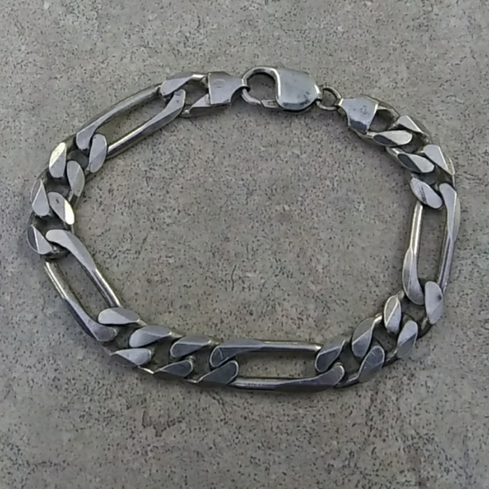 7 1/2" Heavy Solid Sterling Silver Link Bracelet - image 1